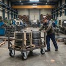 Pressed Steel Fixed Castors with Black Rubber on Pressed Steel Wheel