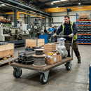 Pressed Steel Fixed Castors with Black Rubber on Pressed Steel Wheel