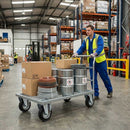 Pressed Steel Fixed Castors with Black Rubber on Pressed Steel Wheel