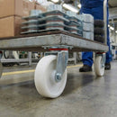 Pressed Steel Swivel Castors Wheel with White Nylon & 4-Hole Top Plate - Robust Load Capacity
