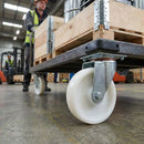 Pressed Steel Swivel Castors Wheel with White Nylon & 4-Hole Top Plate - Robust Load Capacity