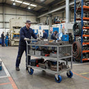 Pressed Steel Swivel Castors With Blue Rubber on Black Polypropylene Wheel - 100mm & 125mm