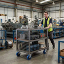Pressed Steel Swivel Castors With Blue Rubber on Black Polypropylene Wheel - 100mm & 125mm