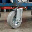 Pressed Steel Swivel Castors with Grey Rubber on Pressed Steel Wheel - 80mm to 200mm
