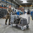 Pressed Steel Swivel Castors with Grey Rubber on Pressed Steel Wheel - 80mm to 200mm