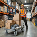 Pressed Steel Swivel Castors with Grey Rubber on Pressed Steel Wheel - 80mm to 200mm
