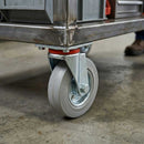 Pressed Steel Swivel Castors with Grey Rubber on Pressed Steel Wheel - 80mm to 200mm