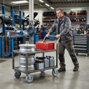 Pressed Steel Swivel Castors with Grey Rubber on Pressed Steel Wheel - 80mm to 200mm
