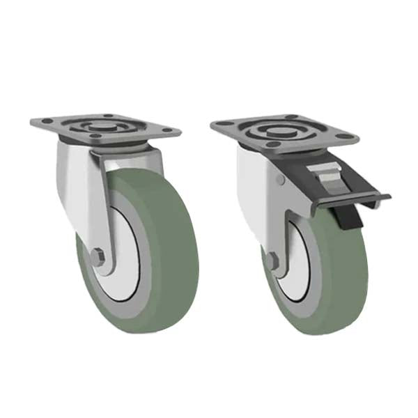 Slate Gray 75mm Light Duty Swivel & Total Stop Brake Grey Rubber Wheel 50kg Load Capacity