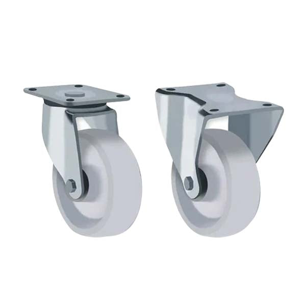 Gray 100mm Medium Duty Swivel & Fixed Castors High Temp Aluminium Wheel 125Kg Load Capacity