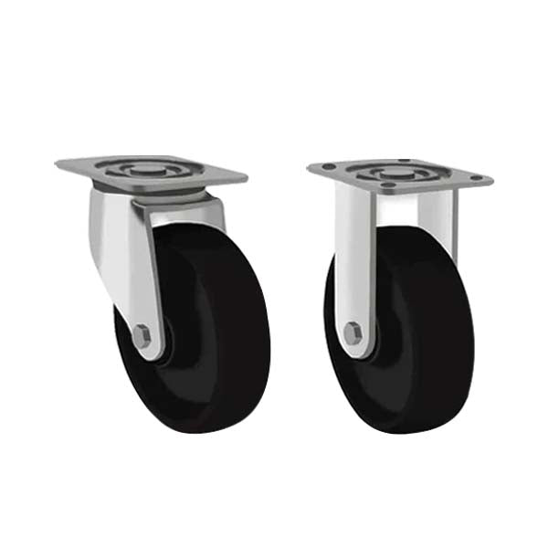 Black 150mm Heavy Duty Swivel & Fixed Castors With Cast Iron & Steel Roller Bearing Wheel 500kg Load Capacity