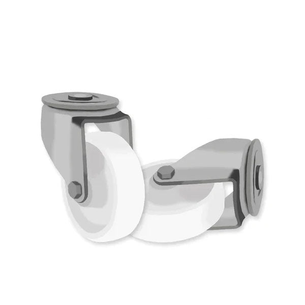 Light Gray 75mm Light Duty Swivel & Total Stop Brake White Plastic Wheel Single Bolt Fitting 50kg Load Capacity