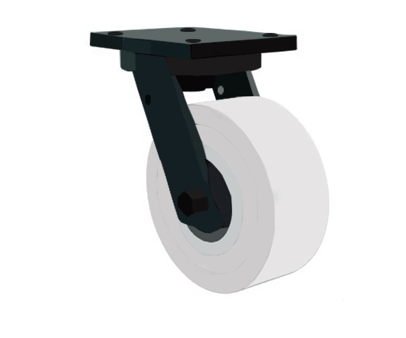 Light Gray 200mm ultra heavy duty castors with cast nylon wheel 2500kg load - 4 Bolt Fitting Plate