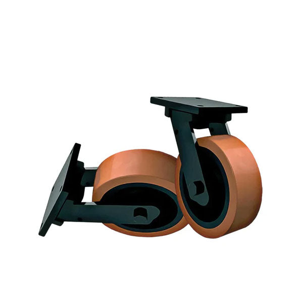 Rosy Brown 250mm Ultra Heavy Duty Swivel, Fixed & Braked Castor With 4 Bolt Fixing Plate 1800kg Load Capacity