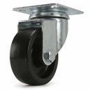 White Smoke 50mm Pressed Steel Swivel Castor Wheel - Black Polypropylene & 4-Hole Top Plate - 55kg Load Capacity