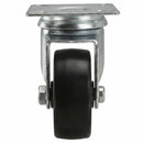 White Smoke 50mm Pressed Steel Swivel Castor Wheel - Black Polypropylene & 4-Hole Top Plate - 55kg Load Capacity