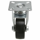 White Smoke 50mm Pressed Steel Swivel Castor Wheel - Black Polypropylene & 4-Hole Top Plate - 55kg Load Capacity