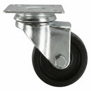 White Smoke 50mm Pressed Steel Swivel Castor Wheel - Black Polypropylene & 4-Hole Top Plate - 55kg Load Capacity