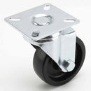 White Smoke 50mm Pressed Steel Swivel Castor Wheel - Black Polypropylene & 4-Hole Top Plate - 55kg Load Capacity