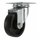 White Smoke 50mm Pressed Steel Swivel Castor Wheel - Black Polypropylene & 4-Hole Top Plate - 55kg Load Capacity