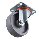 White Smoke 80mm Pressed Steel Swivel Castor - Grey Cast Iron Wheel & 4-Hole Top Plate - 120kg Load Capacity