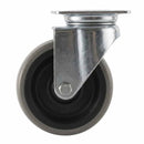 White Smoke 75mm Swivel Castor With Grey Rubber on Polypropylene Wheel & 4-Hole Top Plate - 70kg Load Capacity