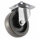 White Smoke 75mm Swivel Castor With Grey Rubber on Polypropylene Wheel & 4-Hole Top Plate - 70kg Load Capacity