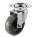 White Smoke 75mm Swivel Castor With Grey Rubber on Polypropylene Wheel & 4-Hole Top Plate - 70kg Load Capacity