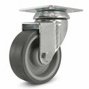 White Smoke 50mm Pressed Steel Swivel Castor with Grey Rubber Wheel & 4-Hole Top Plate - 50kg Load Capacity