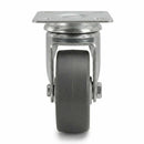 White Smoke 50mm Pressed Steel Swivel Castor with Grey Rubber Wheel & 4-Hole Top Plate - 50kg Load Capacity