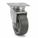 White Smoke 50mm Pressed Steel Swivel Castor with Grey Rubber Wheel & 4-Hole Top Plate - 50kg Load Capacity