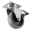 White Smoke 75mm Swivel with Braked Castor Wheel - Grey Rubber on Polypropylene & 4-Hole Top Plate - 70kg Load