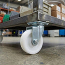 Slate Gray 50mm Pressed Steel Swivel Castor Wheel - White Nylon & 4-Hole Top Plate - 50kg Load Capacity