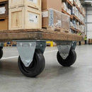 Dark Gray Pressed Steel Fixed Castors With Black Polypropylene Wheel - 50mm to 100mm