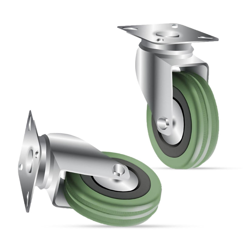 50mm Light Duty Swivel &  Brake Castor With Grey Rubber Wheel 40kg Load Capacity