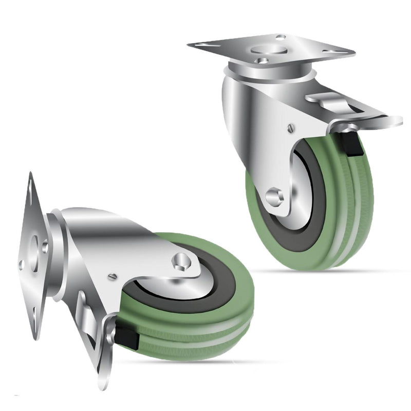 50mm Light Duty Swivel &  Brake Castor With Grey Rubber Wheel 40kg Load Capacity