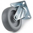 Zinc Plated Swivel Castors with Grey Thermoplastic Rubber Wheel - 60mm-125mm, 40kg-100kg Load