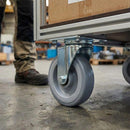 Zinc Plated Swivel Castors with Grey Thermoplastic Rubber Wheel - 60mm-125mm, 40kg-100kg Load
