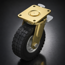 250mm Directional Lock & Leading Brake Castor - Elastic Rubber Wheel