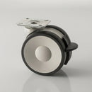 75mm Twin Wheel Medical Castor with Plate Fitting and Brake