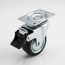 35mm Braked Bolt Hole Castors with Black Polyurethane Wheel