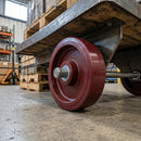 Red Polyurethane Wheel 300mm Cast Iron 12.7mm Bearing