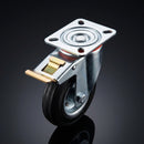 150mm Pressed Steel Directional Brake Castor – Black Rubber Wheel