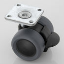 40mm Low Level Rubber Wheel Braked Castor - M10 x 15mm Stem
