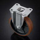 150mm Fixed Castor - Polyurethane on Cast Iron, 40mm Tread