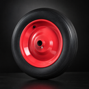 350mm Heavy Duty Rubber Wheel - 25.4mm Bore, Roller Bearing