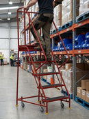 Spring Loaded 6 Step Ladder 2230hx640wx1170dmm Red