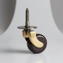 32mm Brass Swivel Castor – Brown Wheel, Threaded Stem