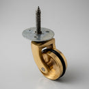 38mm Brass Swivel Castor – Rubber Tyre, Threaded Stem