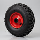 260mm Pneumatic Rubber Wheel - 20mm Bore, Red Metal Centre